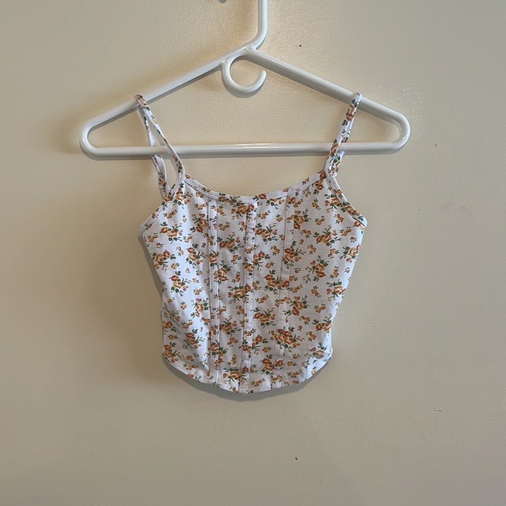 cropped rsq floral tank top